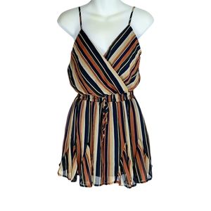 Trixxi Stripe Spaghetti Strap Romper Multicolor Size Small